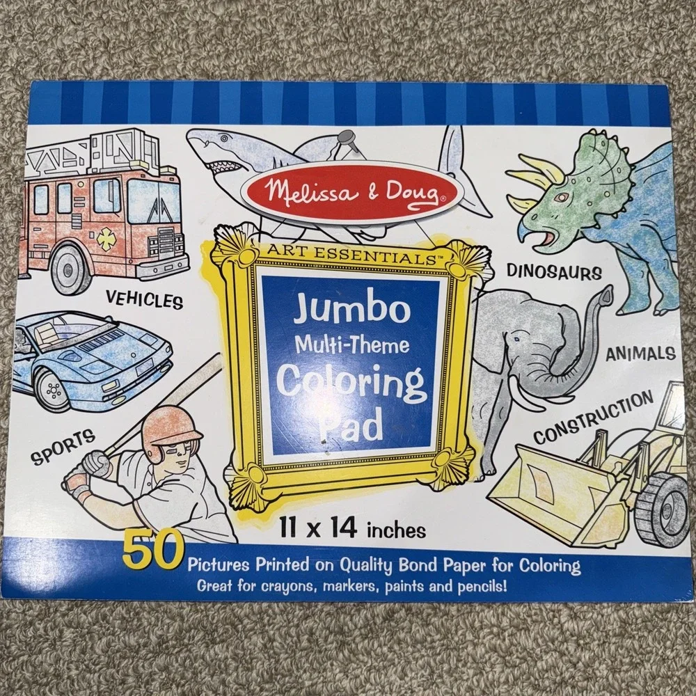 Melissa & Doug Jumbo Multi-Theme Coloring Pad Construction Vehicles Sports Dinos
